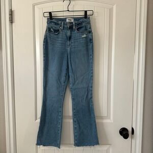 Paige Femme‎ Jeans High Rise Bootcut Raw Hem Medium Wash Size 25